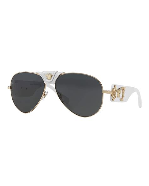 versace women's medusa aviator sunglasses crstal clears|Versace Medusa sunglasses men's.